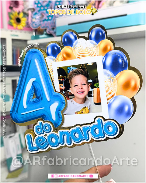 Arquivo de Corte Topo de Bolo Balões Números e Alfabeto Metalizado 32