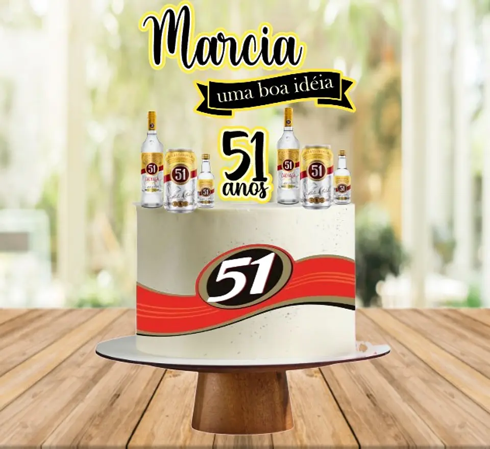 Arquivo de Corte Topo de Bolo Bebidas Cachaça 51 2 1