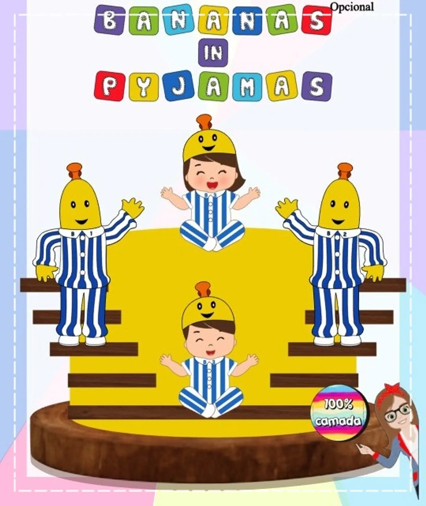 Arquivo de Corte Topo de Bolo Bananas de Pijamas 2 1