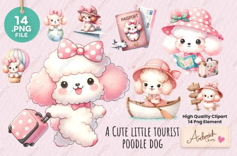 Kit Digital A Pequena Poodle Turista 1 1