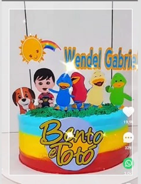 Arquivo de Corte Topo de Bolo Bento e Totó Patinho Colorido 6