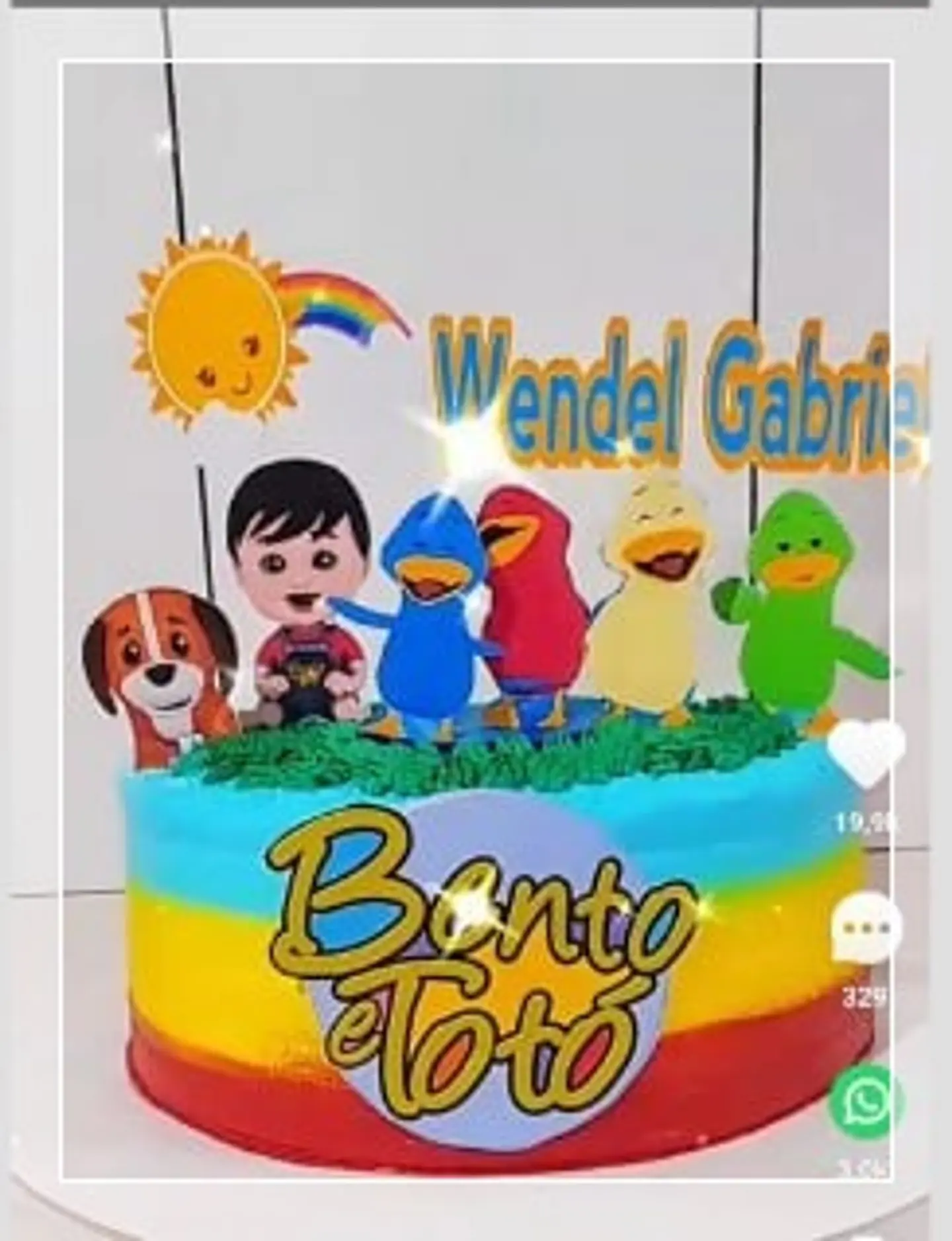 Arquivo de Corte Topo de Bolo Bento e Totó Patinho Colorido 6 1
