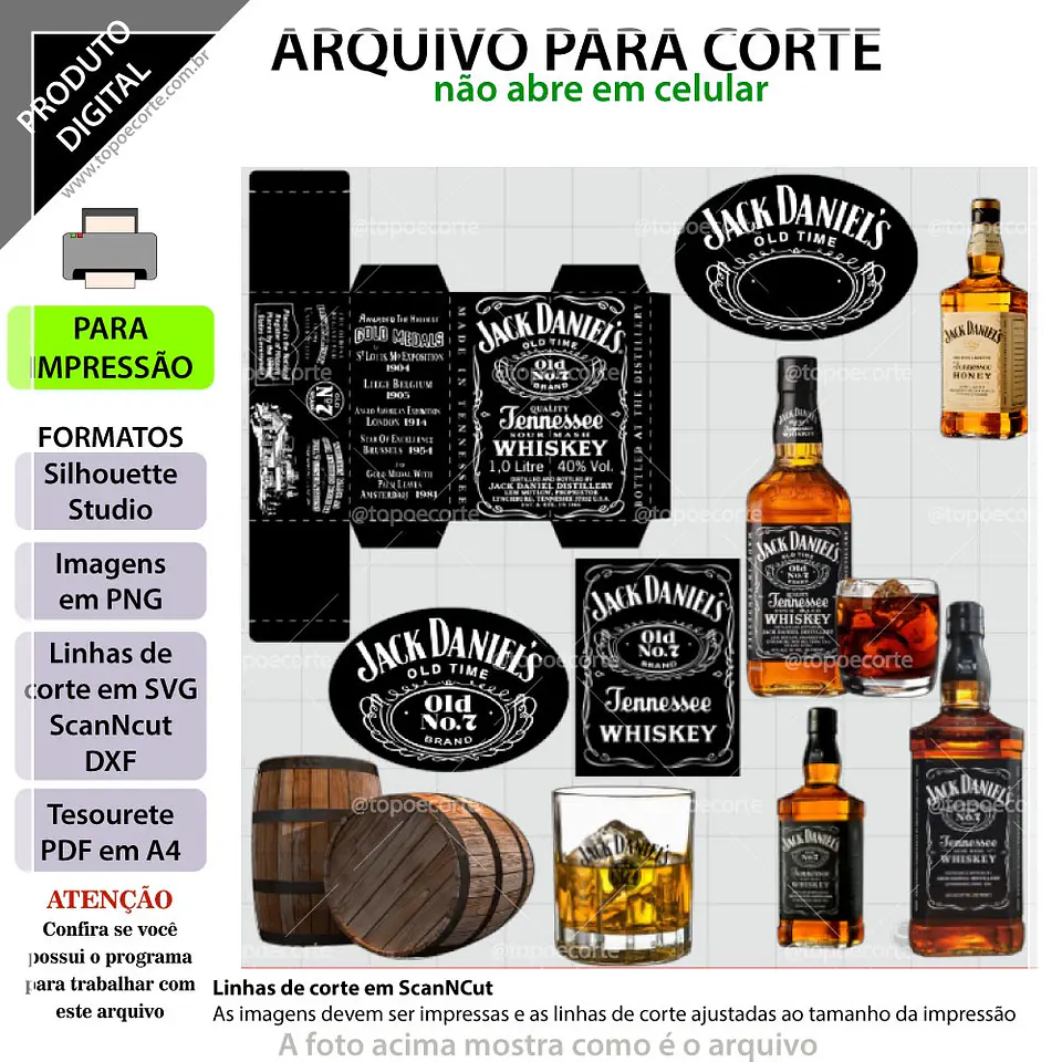 Arquivo de Corte Topo de Bolo Bebidas Whisky Uísque 2 1