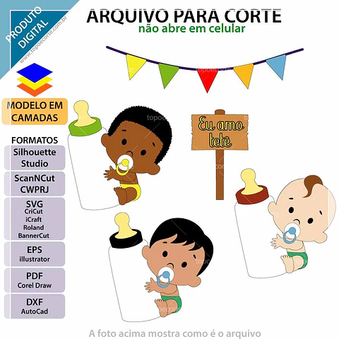 Arquivo de Corte Topo de Bolo Baby Bebê Menino 7