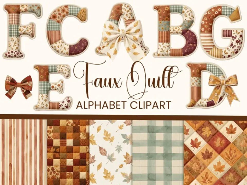 Kit Digital Alfabeto Patchwork Outono 10 1