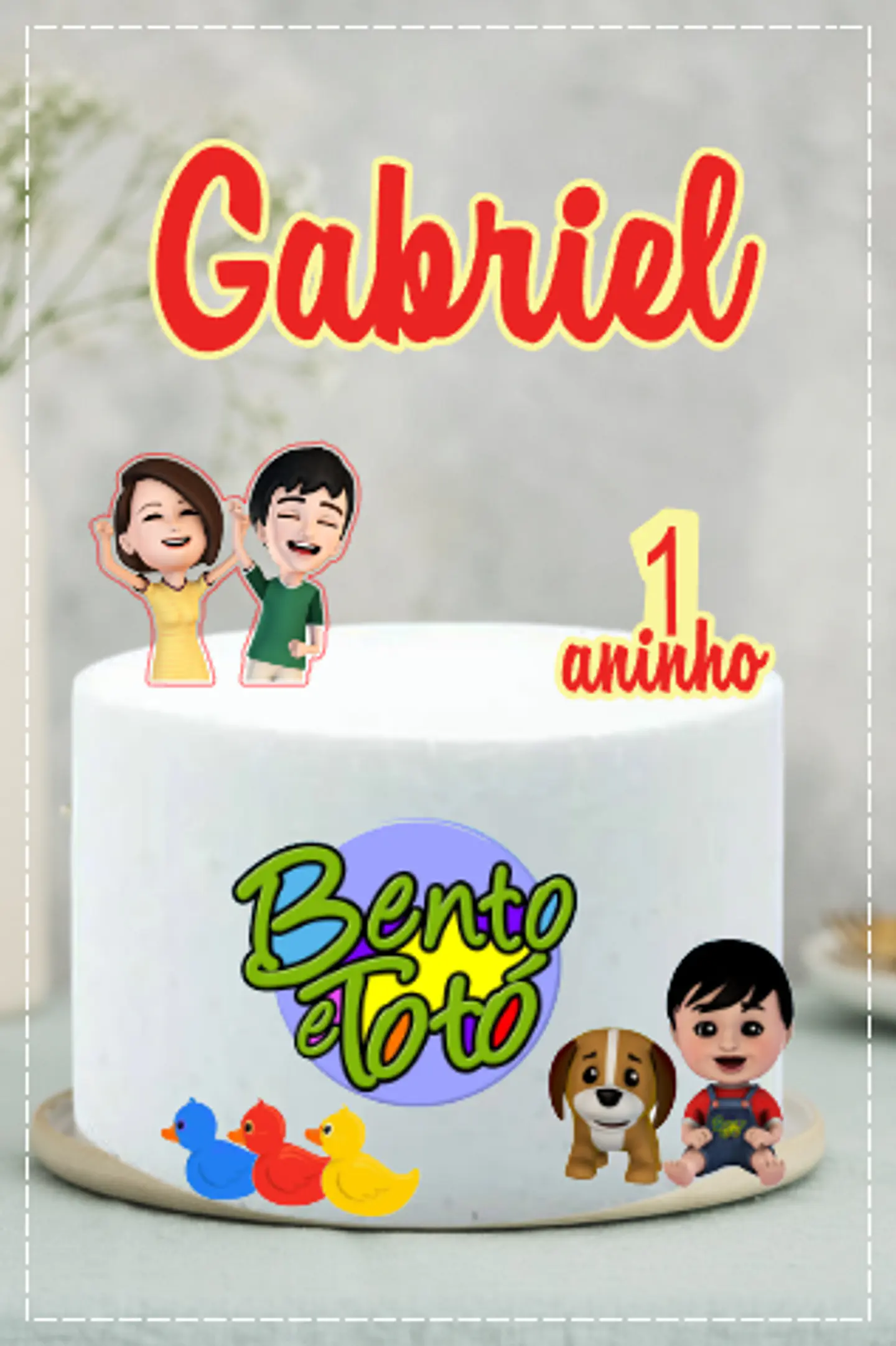 Arquivo de Corte Topo de Bolo Bento e Totó Patinho Colorido 10 1