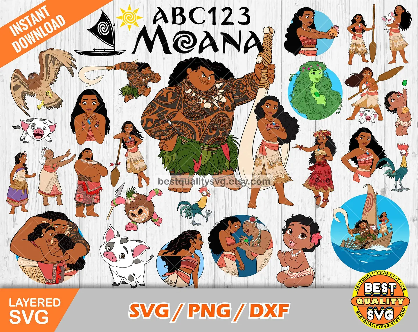 Kit Digital Moana + Alfabeto, Arquivos de Corte Moana para Cricut _ Silhouette 3 1