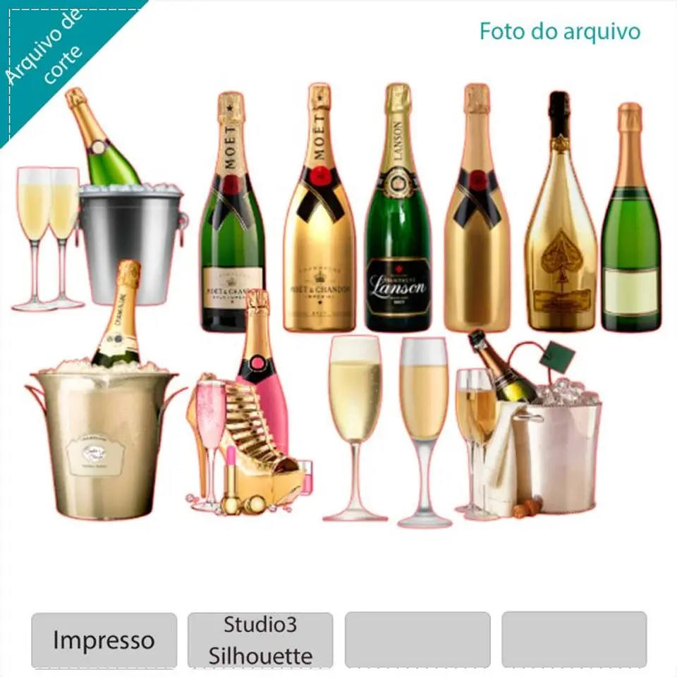 Arquivo de Corte Topo de Bolo Bebidas Champanhe Champagne Espumante 1 1