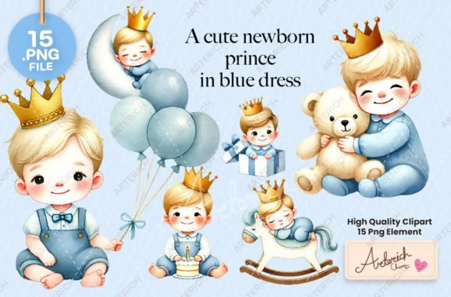 Kit Digital Principe Baby Azul 8 1