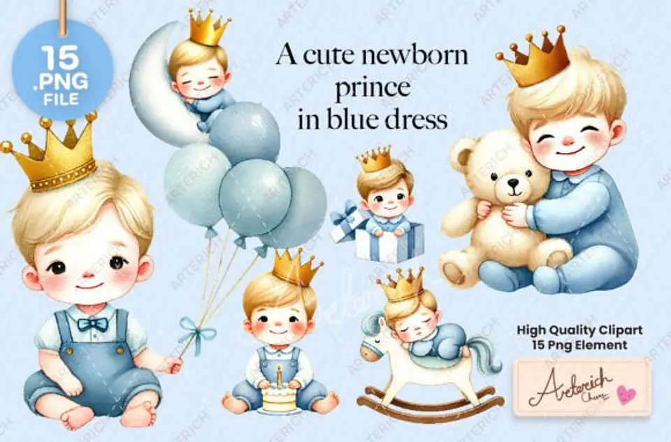 Kit Digital Principe Baby Azul 8 1