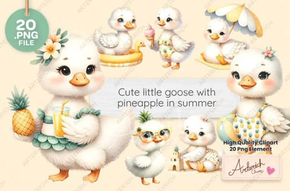 Kit Digital Patinha Cute com Abacaxi 5 1