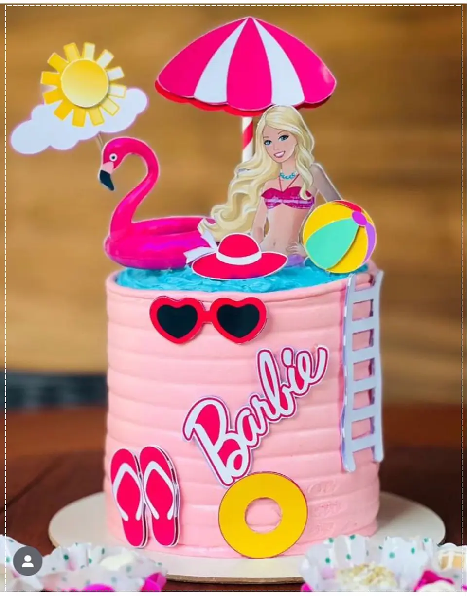 Arquivo de Corte Topo de Bolo Barbie Pool Party 3 1