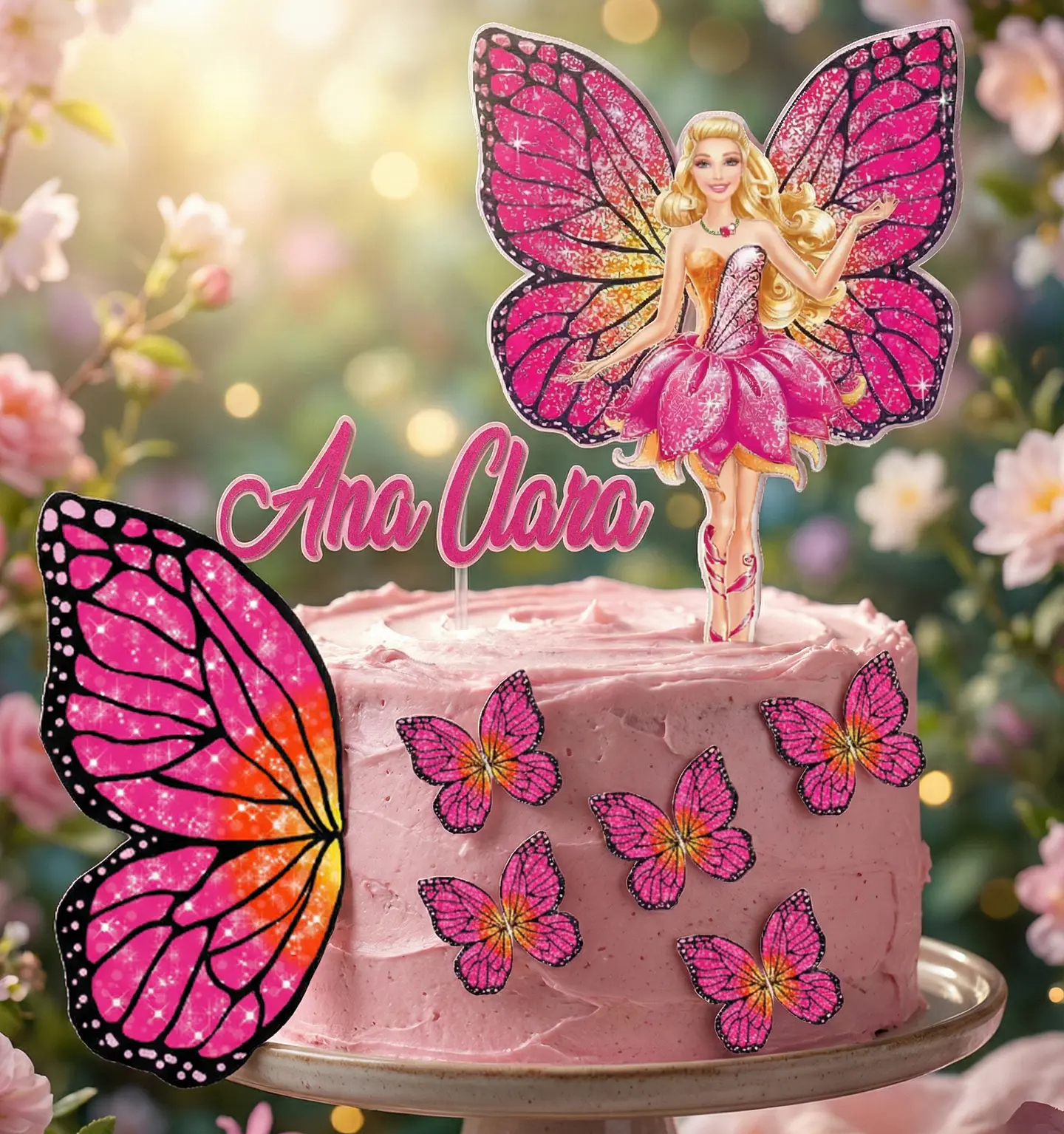Arquivo de Corte Topo de Bolo Barbie Butterfly Borboleta 1 1