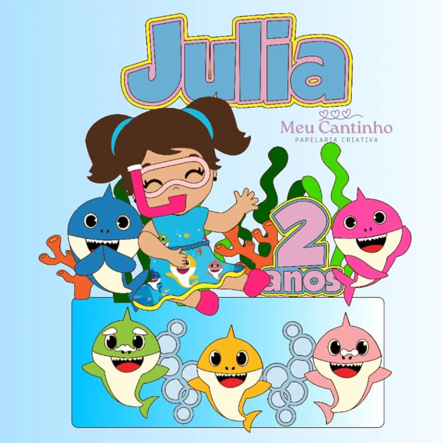 Arquivo de Corte Topo de Bolo Baby Shark Menina 7 1