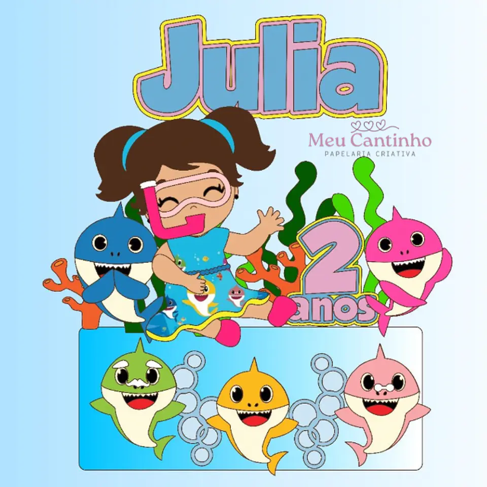 Arquivo de Corte Topo de Bolo Baby Shark Menina 7 1
