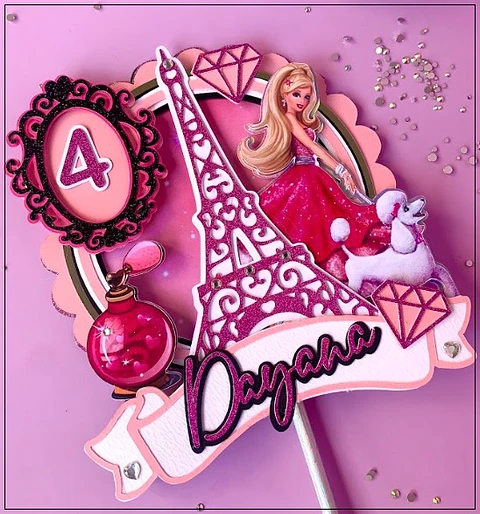 Arquivo de Corte Topo de Bolo Barbie Paris 3