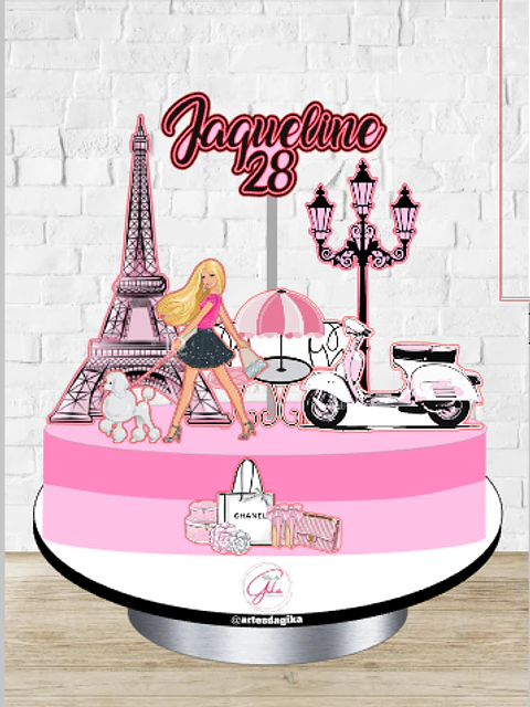 Arquivo de Corte Topo de Bolo Barbie Paris 1