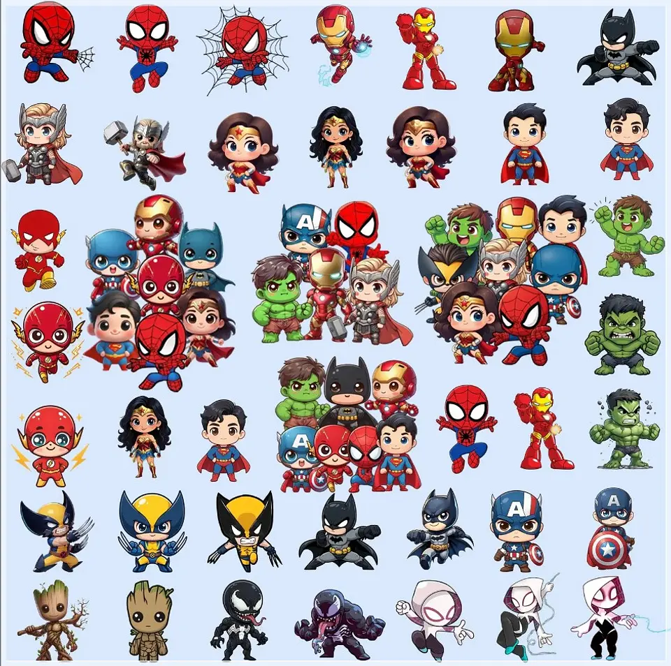 Kit Digital Super Heróis Superhero Chibi 1 1