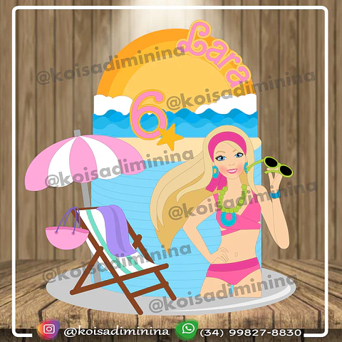 Arquivo de Corte Topo de Bolo Barbie Praia 1