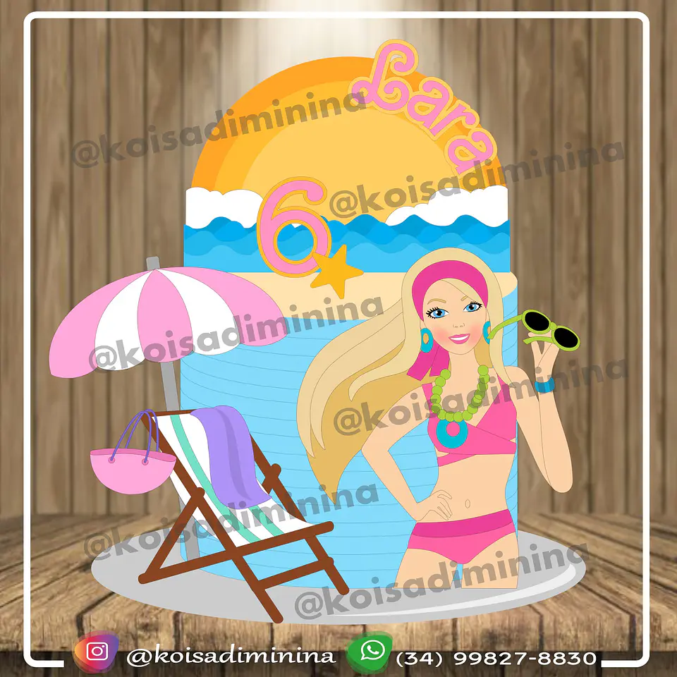 Arquivo de Corte Topo de Bolo Barbie Praia 1 1