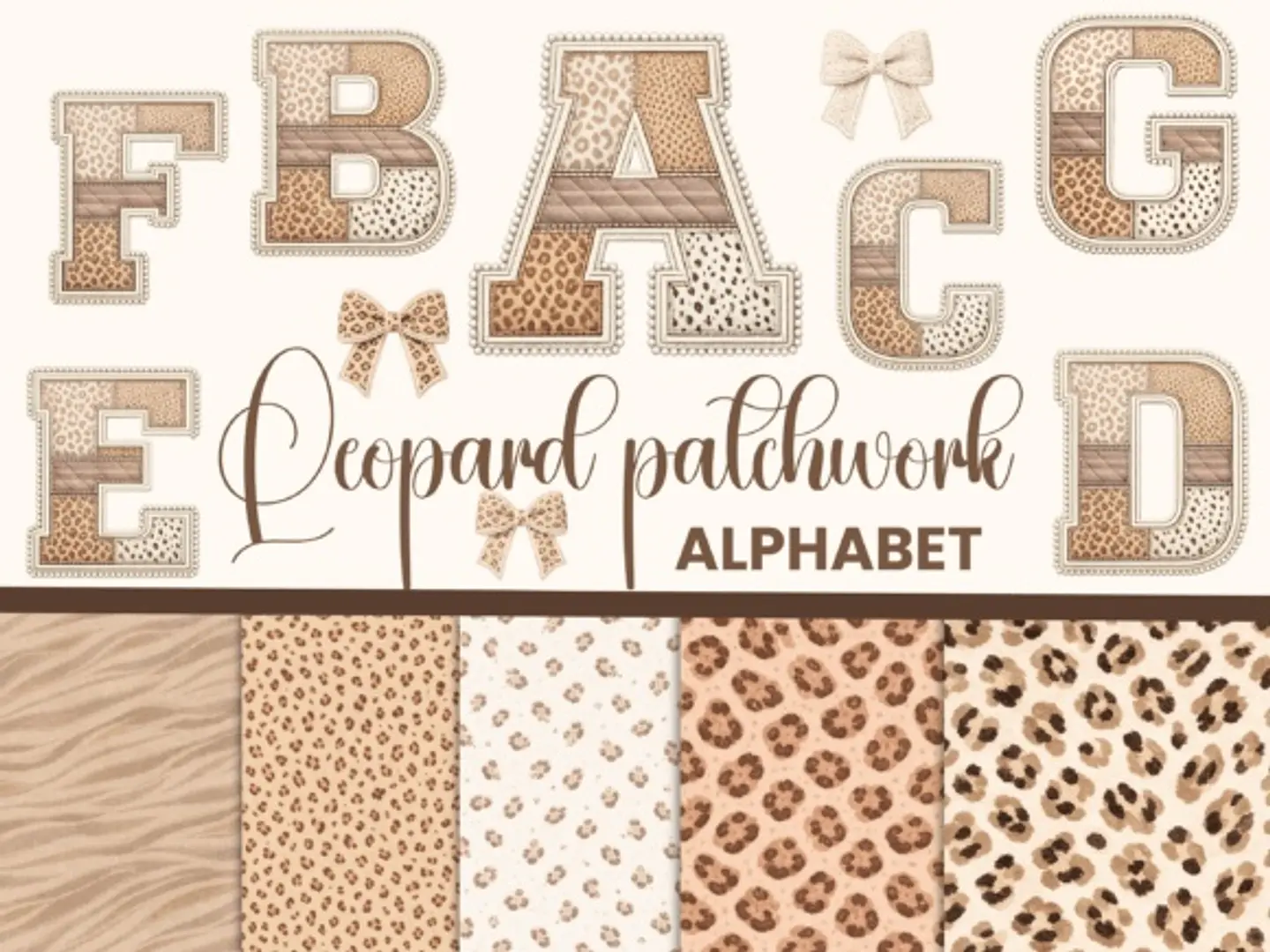 Kit Digital Alfabeto Patchwork Oncinha Leopardo 9 1
