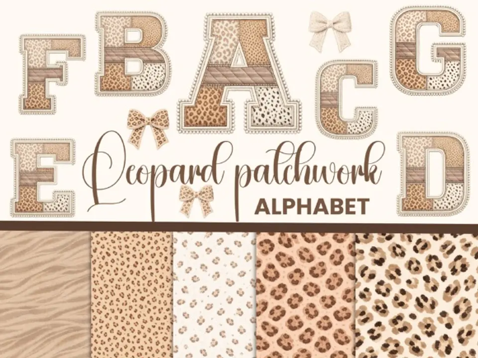 Kit Digital Alfabeto Patchwork Oncinha Leopardo 9 1