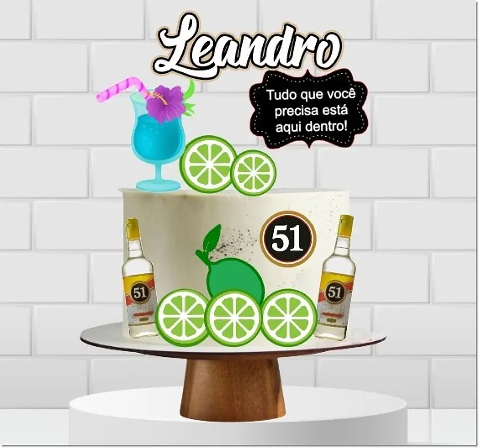 Arquivo de Corte Topo de Bolo Bebidas Cachaça 51 4 1