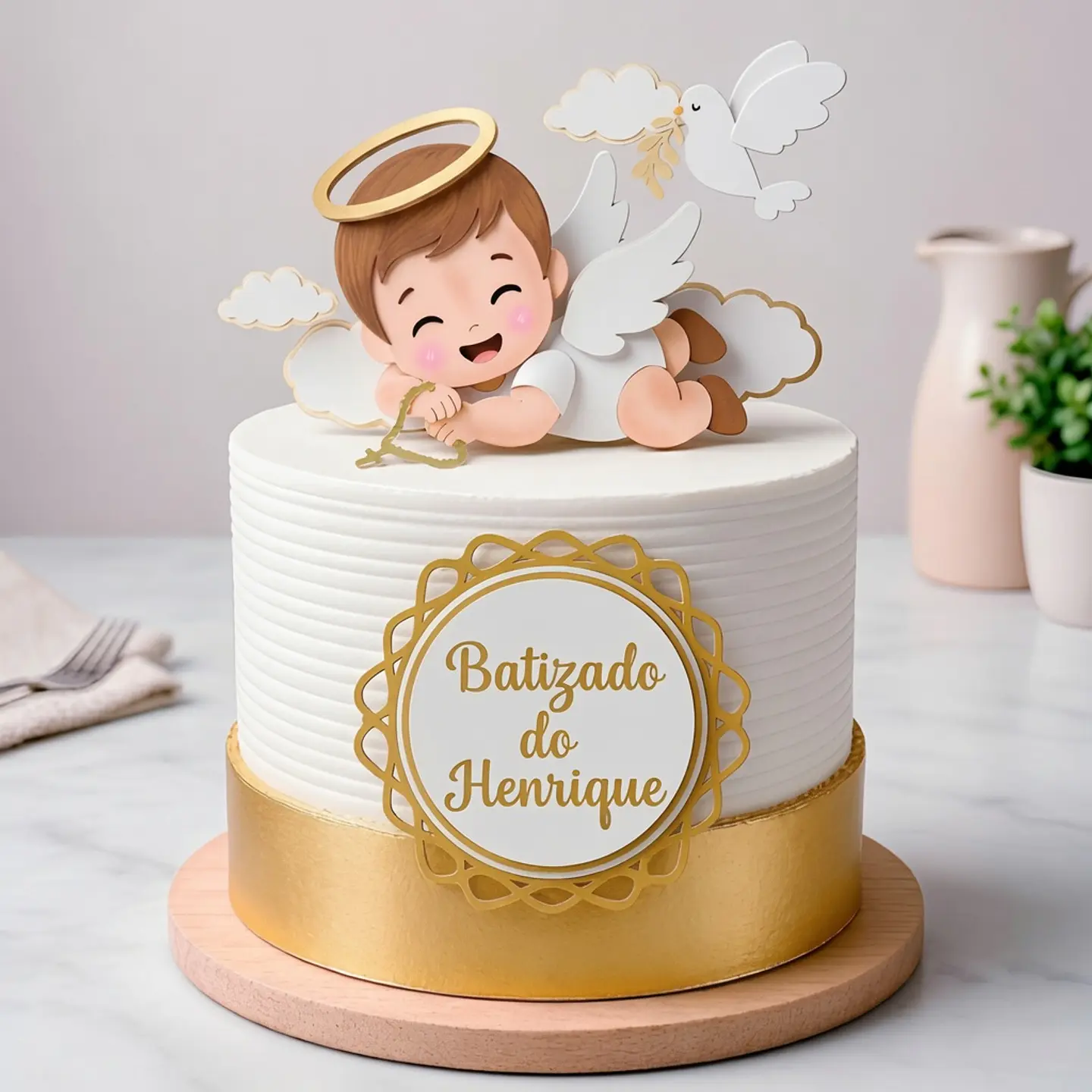 Arquivo de Corte Topo de Bolo Batizado Menino Batismo Anjinho 61 1