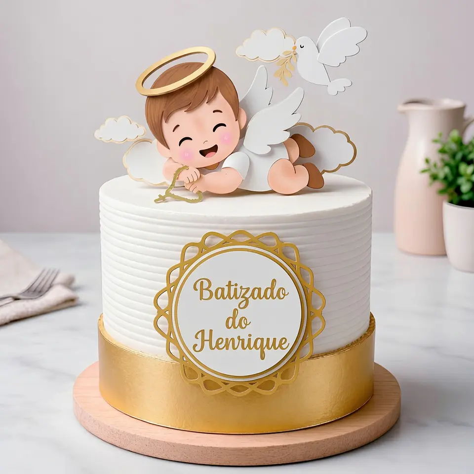 Arquivo de Corte Topo de Bolo Batizado Menino Batismo Anjinho 61 1