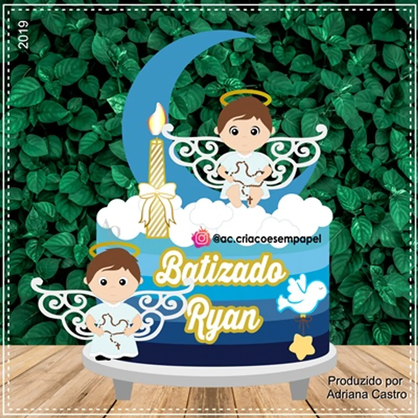 Arquivo de Corte Topo de Bolo Batizado Anjinho Menino Batismo 48 1