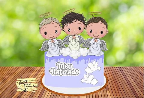 Arquivo de Corte Topo de Bolo Batizado Anjinho Menino Batismo 51