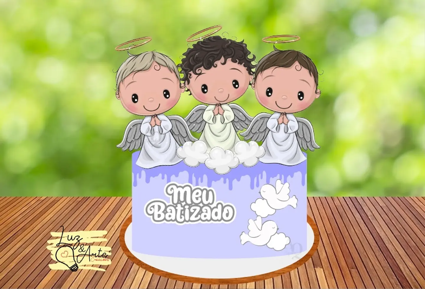 Arquivo de Corte Topo de Bolo Batizado Anjinho Menino Batismo 51 1