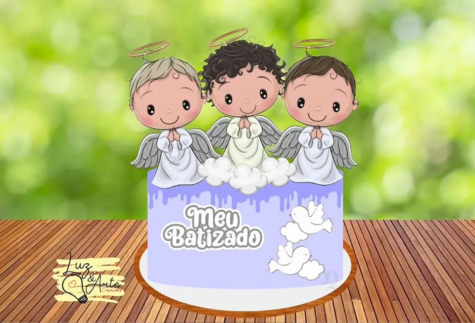 Arquivo de Corte Topo de Bolo Batizado Anjinho Menino Batismo 51 1