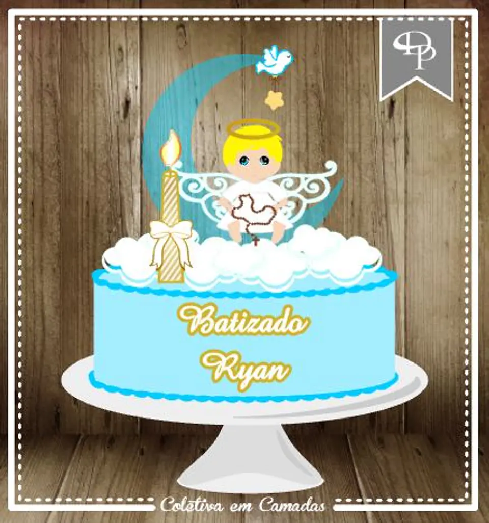Arquivo de Corte Topo de Bolo Batizado Anjinho Menino Batismo 49 1