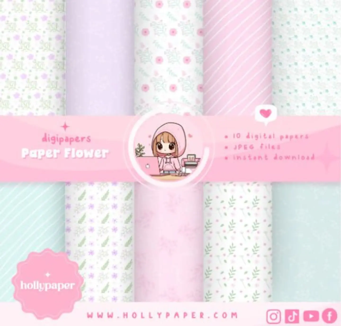 Kit Digital Papeis Flores 3 1