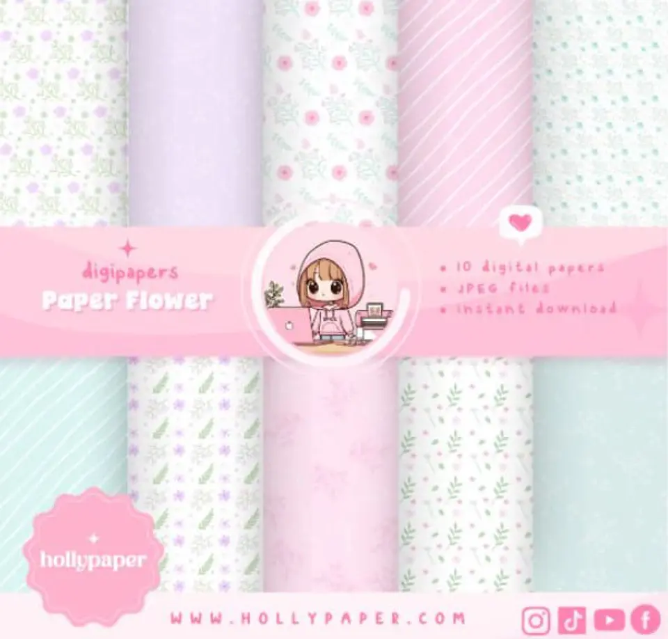 Kit Digital Papeis Flores 3 1