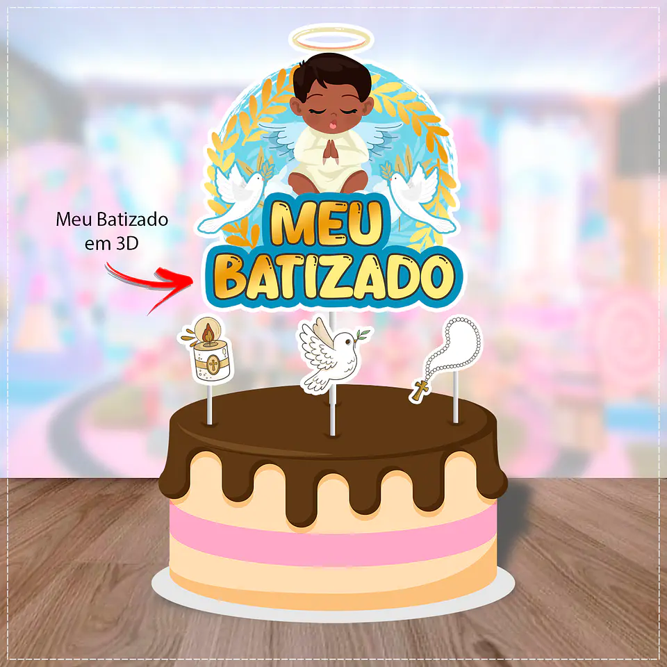 Arquivo de Corte Topo de Bolo Batizado Anjinho Menino Batismo 34 1