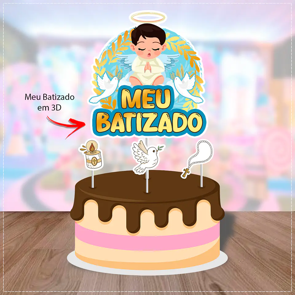 Arquivo de Corte Topo de Bolo Batizado Anjinho Menino Batismo 33 1