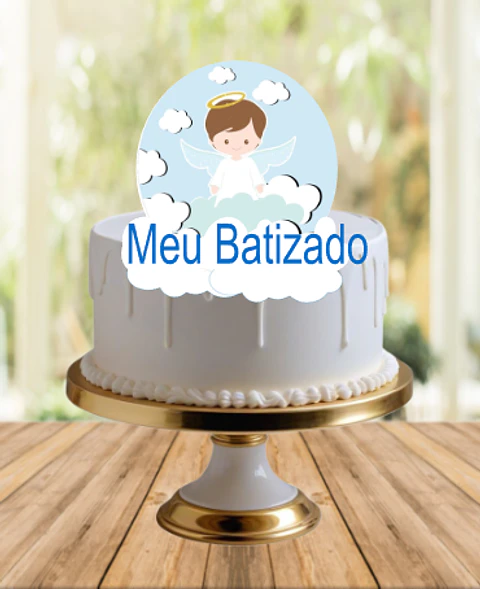 Arquivo de Corte Topo de Bolo Batizado Anjinho Menino Batismo 27