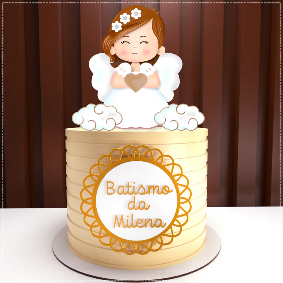 Arquivo de Corte Topo de Bolo Batizado Anjinha Menina Batismo 72 1