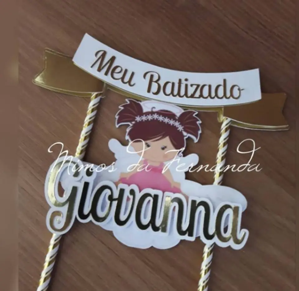 Arquivo de Corte Topo de Bolo Batizado Anjinha Menina Batismo 69 1