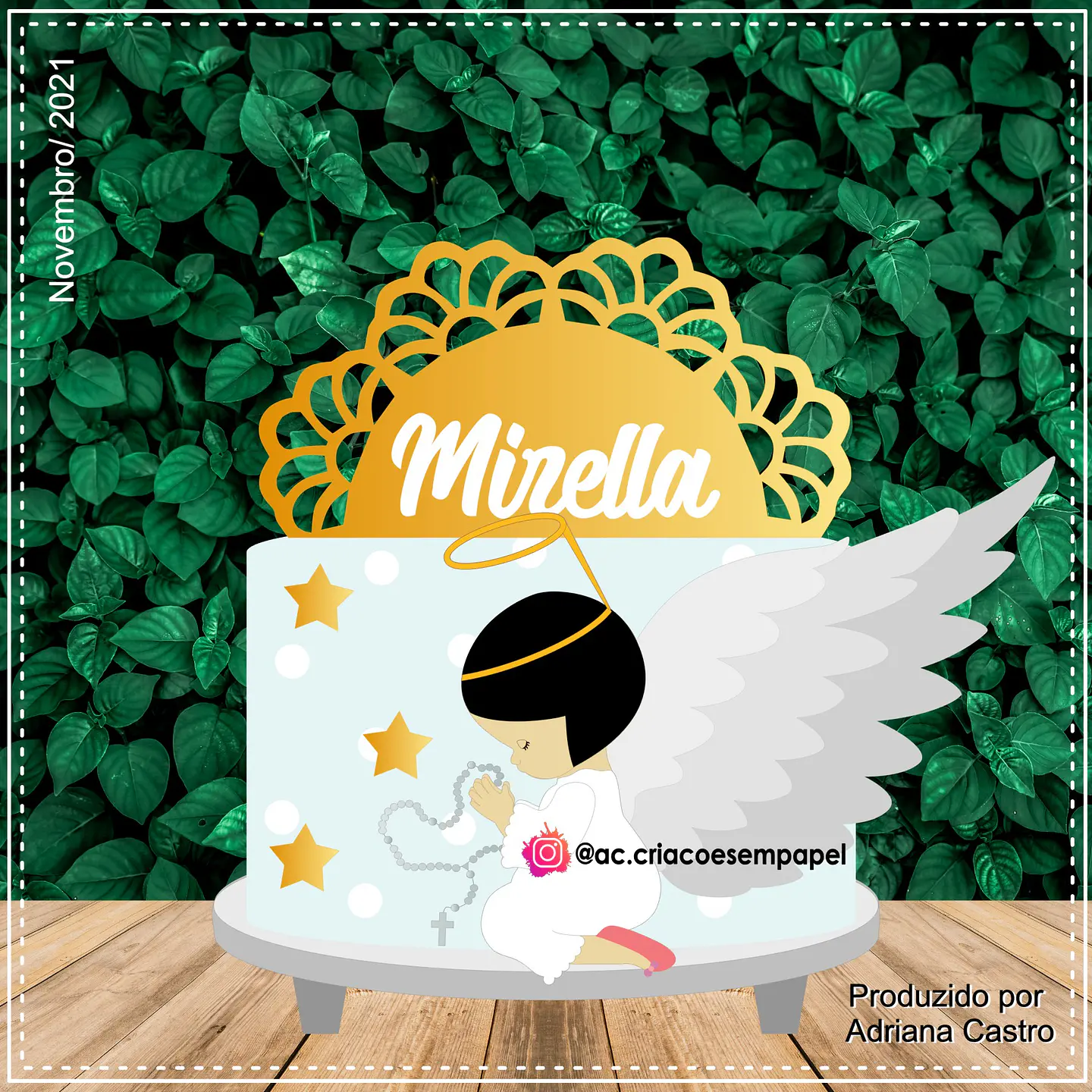 Arquivo de Corte Topo de Bolo Batizado Anjinha Menina Batismo 64 1