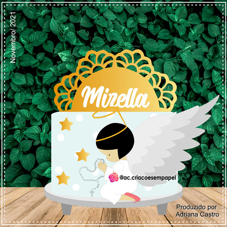 Arquivo de Corte Topo de Bolo Batizado Anjinha Menina Batismo 64 1