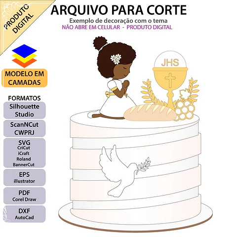 Arquivo de Corte Topo de Bolo Batizado Anjinha Menina Batismo 33