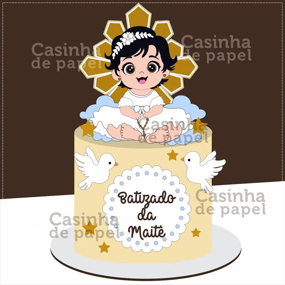 Arquivo de Corte Topo de Bolo Batizado Anjinha Menina Batismo 28 1