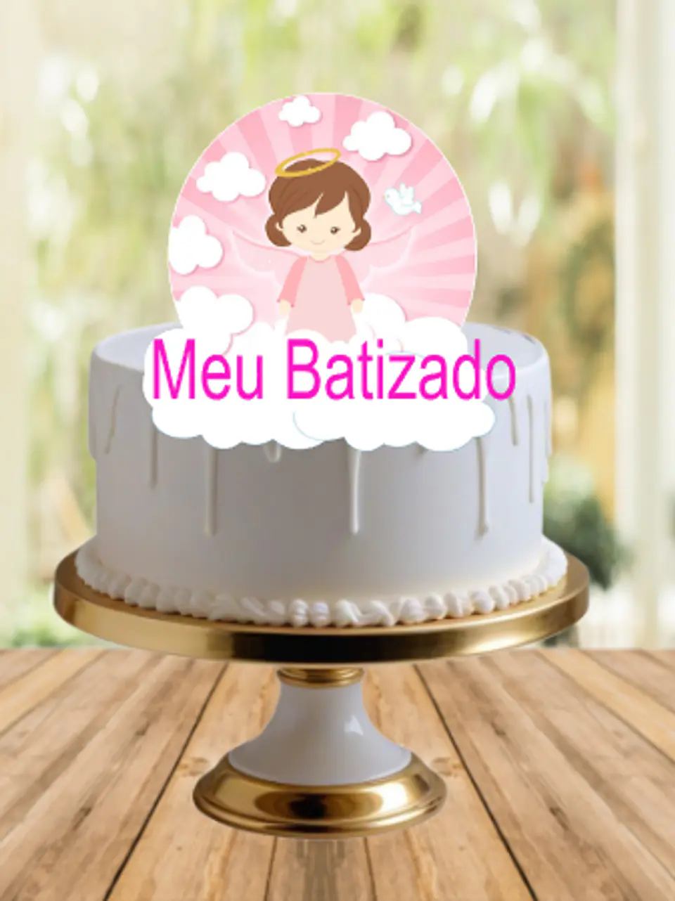 Arquivo de Corte Topo de Bolo Batizado Anjinha Menina Batismo 27 1