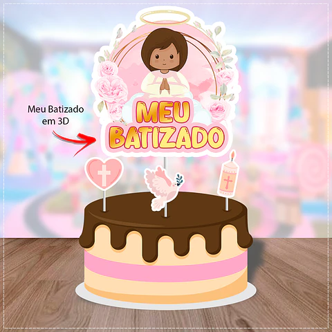 Arquivo de Corte Topo de Bolo Batizado Anjinha Menina Batismo 36