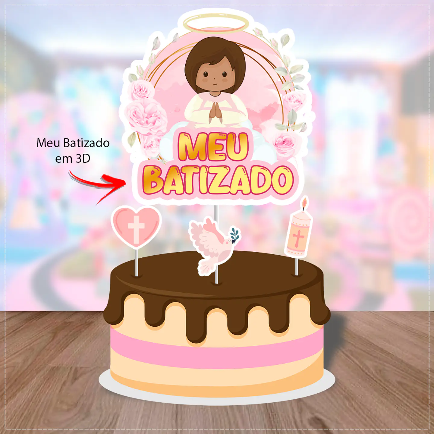 Arquivo de Corte Topo de Bolo Batizado Anjinha Menina Batismo 36 1