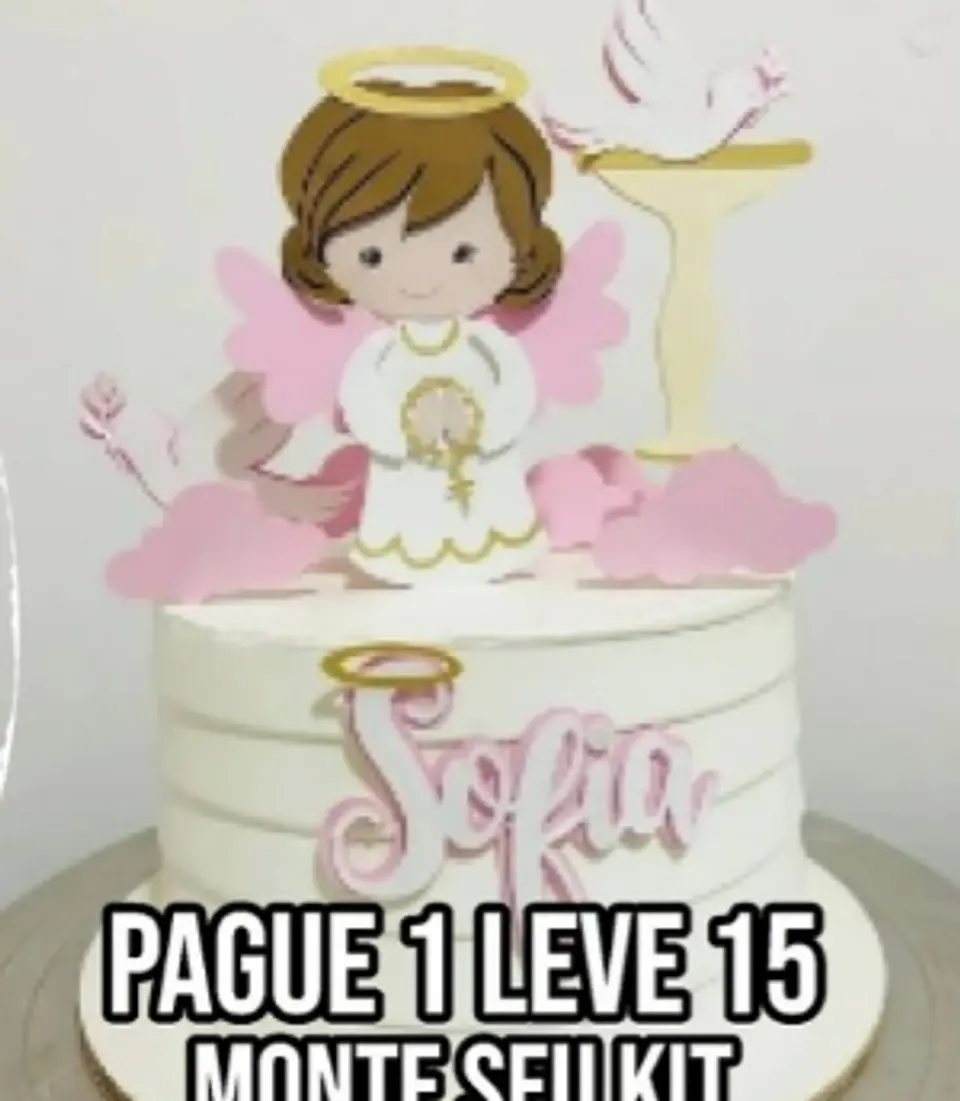 Arquivo de Corte Topo de Bolo Batizado Anjinha Menina Batismo 34 1