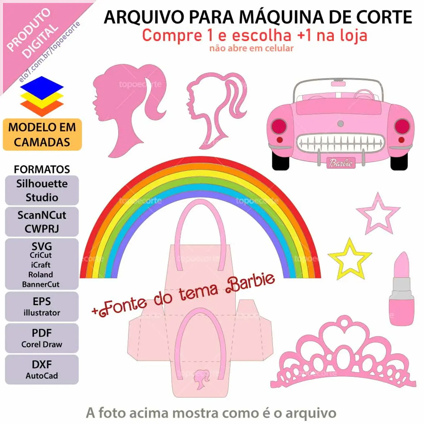 Arquivo de Corte Topo de Bolo Barbie 2 1
